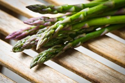 Asparagus Plants on Wooden Table