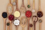 Wooden Spoons Full Of Different Types Of Seeds