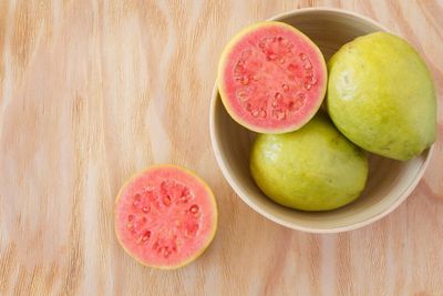 Whole And Sliced Open Guava Fruits