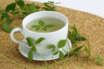 White Tea Cup Of Jiaogulan Herbs