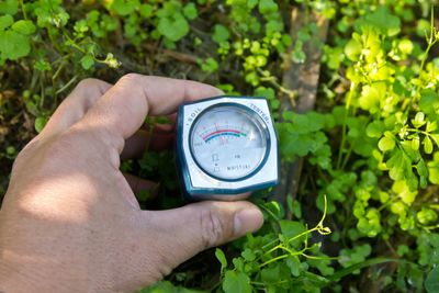 Soil Moisture Measuring Tool Being Used In The Garden