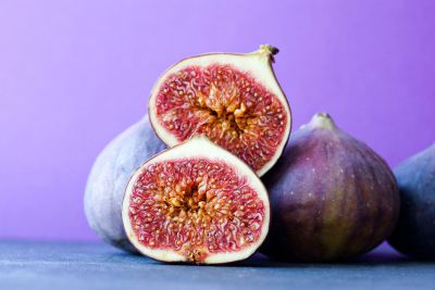 Fig Fruit Sliced In Half Showing Middle With Seeds