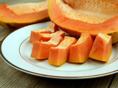 Plate Of Sliced Up Papaya With No Seeds