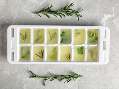 Ice Cube Tray Ice With Herbs