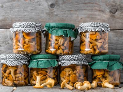 Home Canning Of Mushrooms In Glass Jars