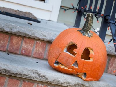 Rotting Jack-O-Lantern Pumpkin