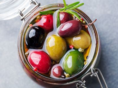 Jar Of Multicolored Olives