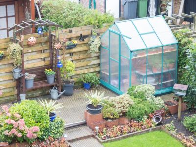 A Backyard Full Of Plants  Flowers  And A Mini Greenhouse