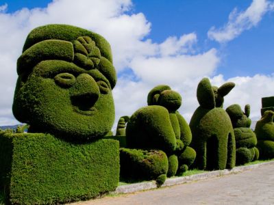 Shrub Topiaries Of Faces And Animals