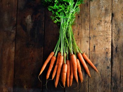 Uprooted Carrots With Large Stems