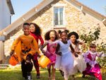 Kids On The Lawn In Halloween Costumes