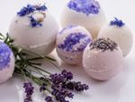 Homemade Bath Bombs With Purple Herbs