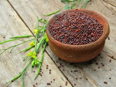 Mustard seeds in a bowl