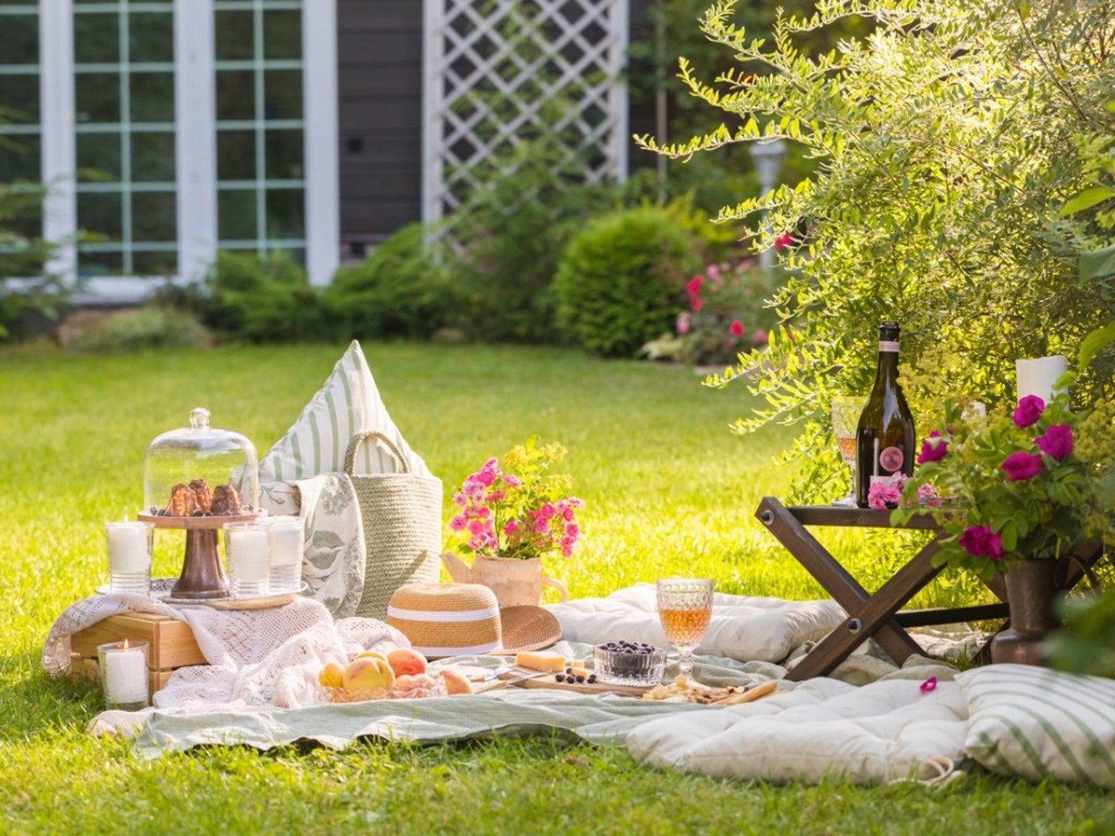 A beautiful picnic laid out on a lawn