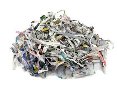 A pile of shredded newspaper